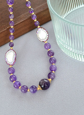 设计款九紫离火项链手链珍珠水晶