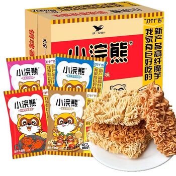 Unified Little Raccoon Crispy Noodles Dry Noodles 30 Packs Whole Box Instant Noodles Internet Celebrity Snacks Snack Food Supermarket
