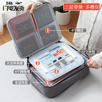 Multi-layer certificate storage bag large capacity multi-function storage box credit card driver's license important document package can be issued on behalf