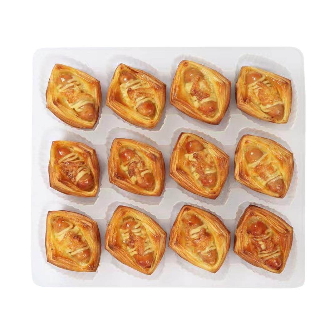 Aokun Sausage Danish Crispy 336g*12 Pieces Commercial Snack Quick-Frozen Semi-Finished Danish Bread Afternoon Tea Whole Box