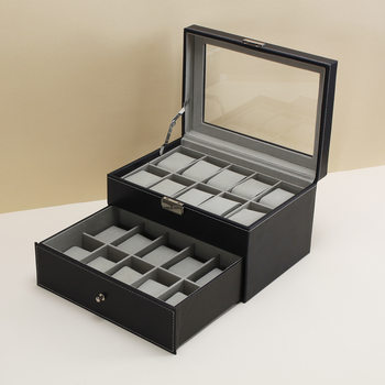 Wholesale Spot Pu Leather 20-Bit Watch Case Watch Storage Box Display Box Leather Premium Watch Case