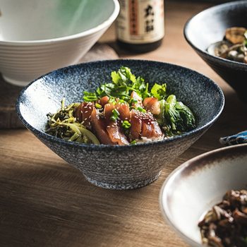 [Dropshipping] Japanese-Style Conical Bowl for Home Use, High-End Rice Bowl, Large Bowl Tableware, New Ceramic Noodle Bowl, Soup Bowl