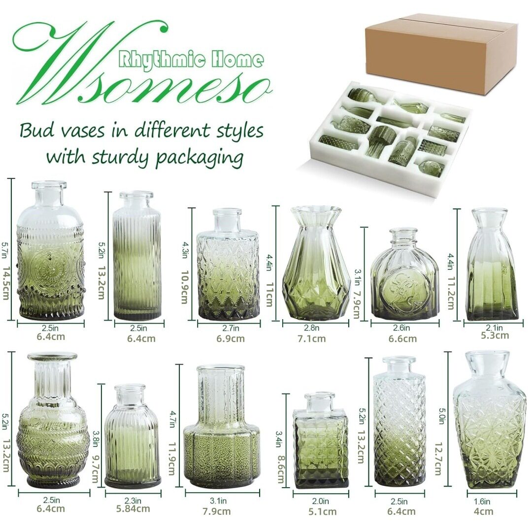 跨境热销复古玻璃花瓶插画高级感香薰瓶 透明ins风摆件小花瓶套装