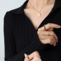 P717-Golden Rose Oval Brand Necklace 40 5cm