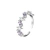 Dream Starry Sky Purple Diamond Love Ring Women's Niche Ins Trendy Light Luxury Four Mans Star Index Finger Ring Sweet Cool Foods Ring