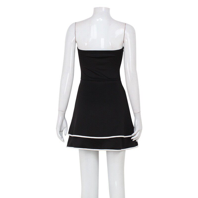 Summer French Sweetheart Off Shoulder A Line Mini Dress High Waist Slim Fit Spaghetti Straps Casual Wear Low MOQ