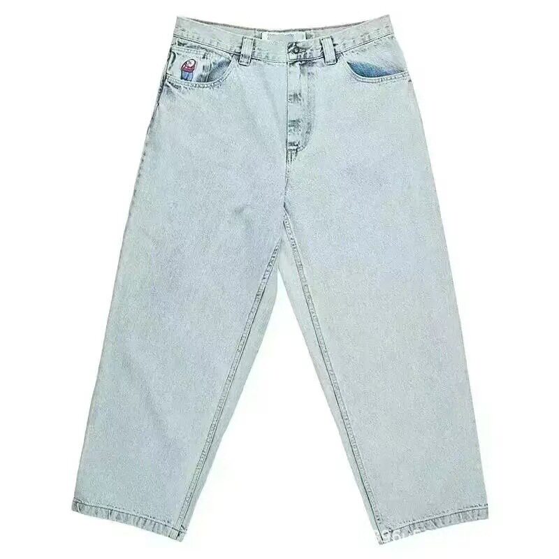 2024春秋季新款跨境美式潮牌复古水洗Y2K刺绣嘻哈图案男式牛仔裤