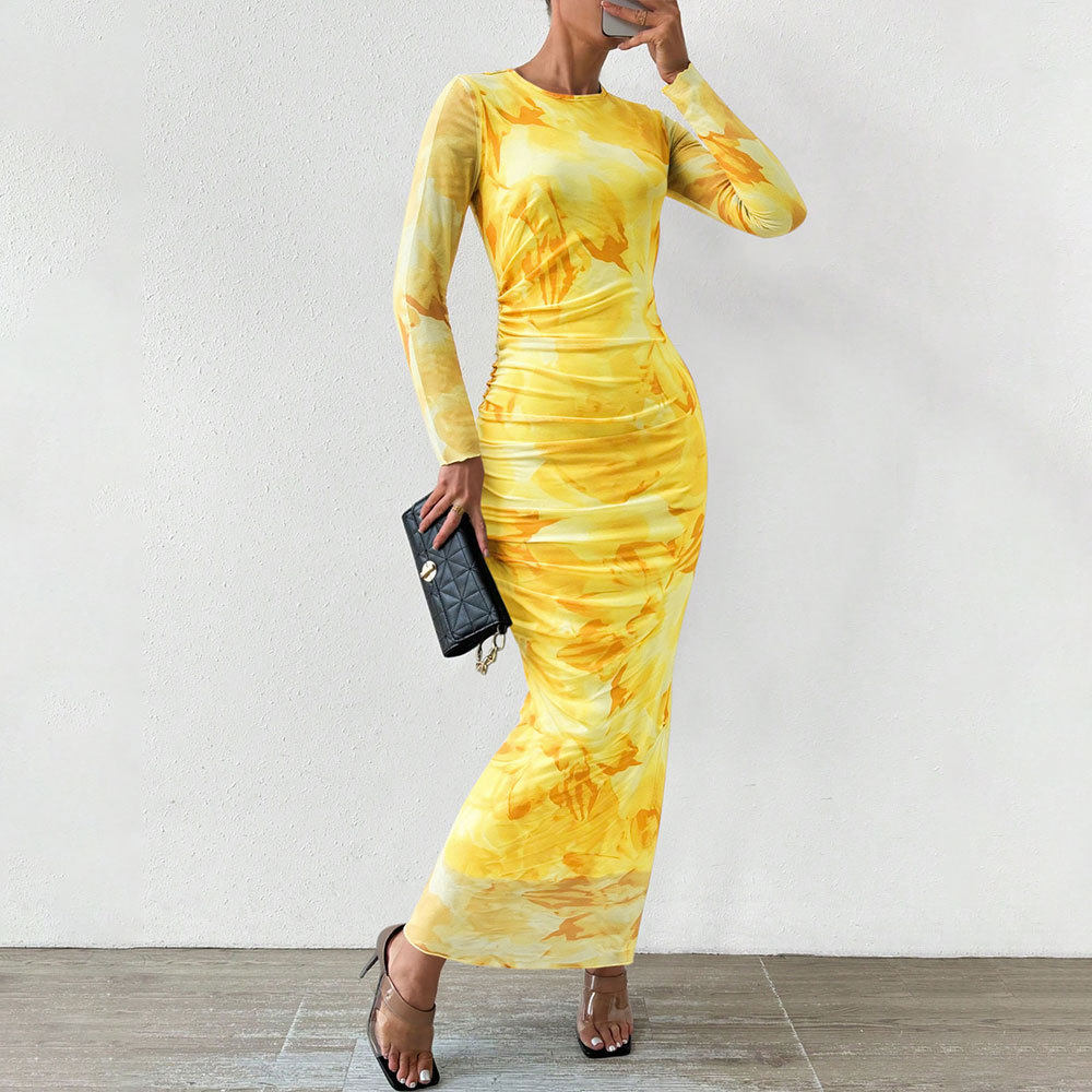 Sexy Bodycon Maxi Dress Spaghetti Straps High Waist Ombre Print Evening Wear Cocktail Party Wholesale Available