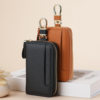 Genuine Leather Car Key Bag, Household Key Storage Bag, Dual-Purpose Detachable Access Card Lock Keychain Car Key Bag