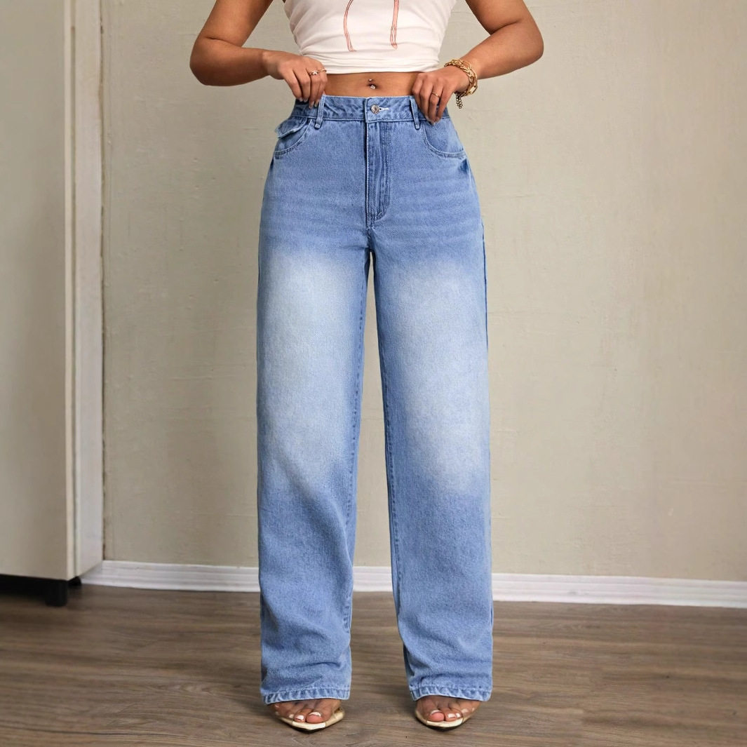 High Waisted Loose Fit Wide Leg Jeans Comfortable Denim Casual Style Versatile for Everyday Wear Wholesale Available