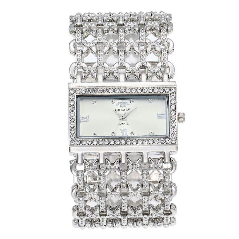 外贸热销时尚女士手镯表休闲宽手链手表水钻方形女款表石英表批发