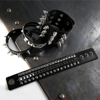 European and American Cross-Border New Punk Style Pointed Rivet Exaggerated Bracelet Non-Mainstream Multi-Layer Men's Leather Wrist Strap Bracelet