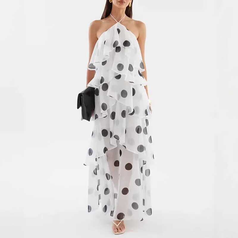 Womens Summer Maxi Dress Elegant Casual Loose Fit Floral Print Backless Perfect for Beach or Garden Parties