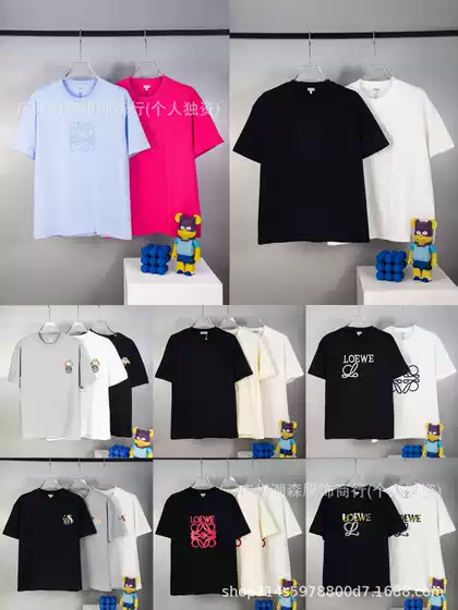 Cross-Border Loe High Version Luojia Classic Logo Stereo Embroider Short-Sleeved Loose Men's and Women's Casual T-Shirts Long-Term Ready Stock