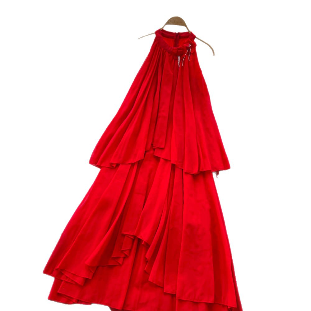 French Inspired Sleeveless Maxi Dress 3D Floral Design Loose Fit Irregular Hem Casual Summer Wear Wholesale