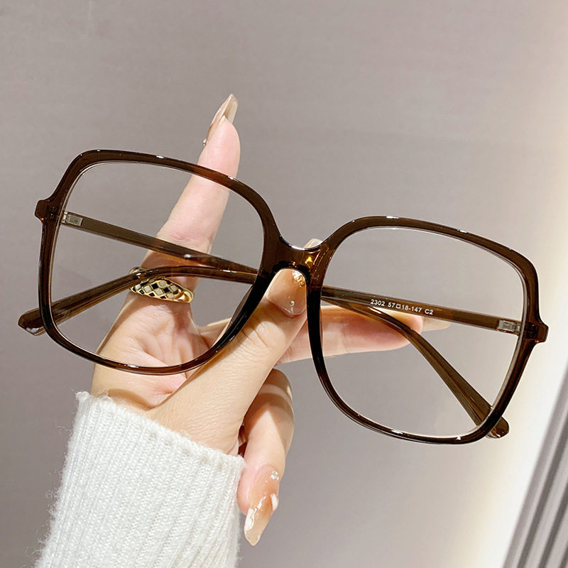 New Style Plain Black Frame Non-power Flat Mirror Retro Large Frame Anti-blue Light Frame Fashion High-end Sense Internet Red Glasses