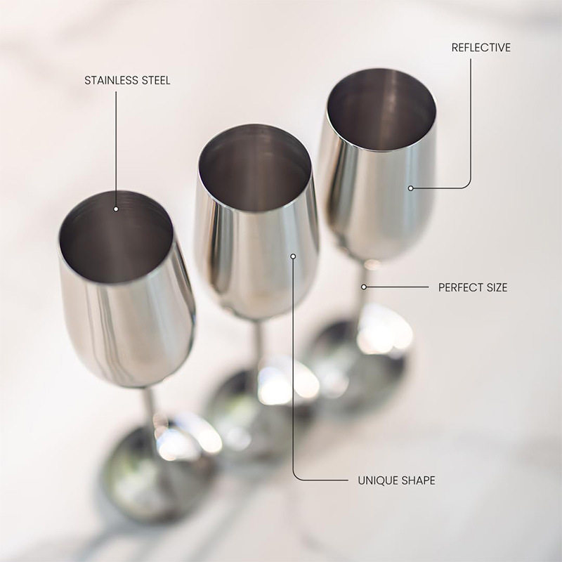 304 Stainless Steel Red Wine Glass 180ml Tall Wine Glass Creative Thickened Bar Mojito Cocktail Cup