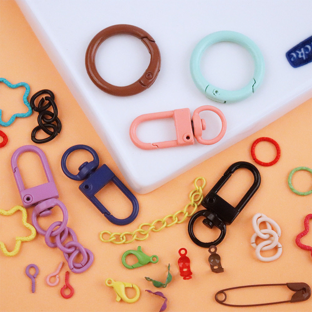 Candy-Colored Metal Paint Spring Ring Buckle Ring Key Chain Key Chain Open Ring Handmade Bag Hanging Buckle Accessories