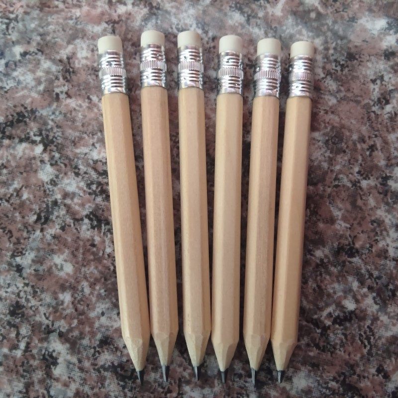 In Stock 10cm Natural Wood Color Short Pencil Hb Cross-Border Stationery Hotel Room Pencil Primary School Student Learning Stationery