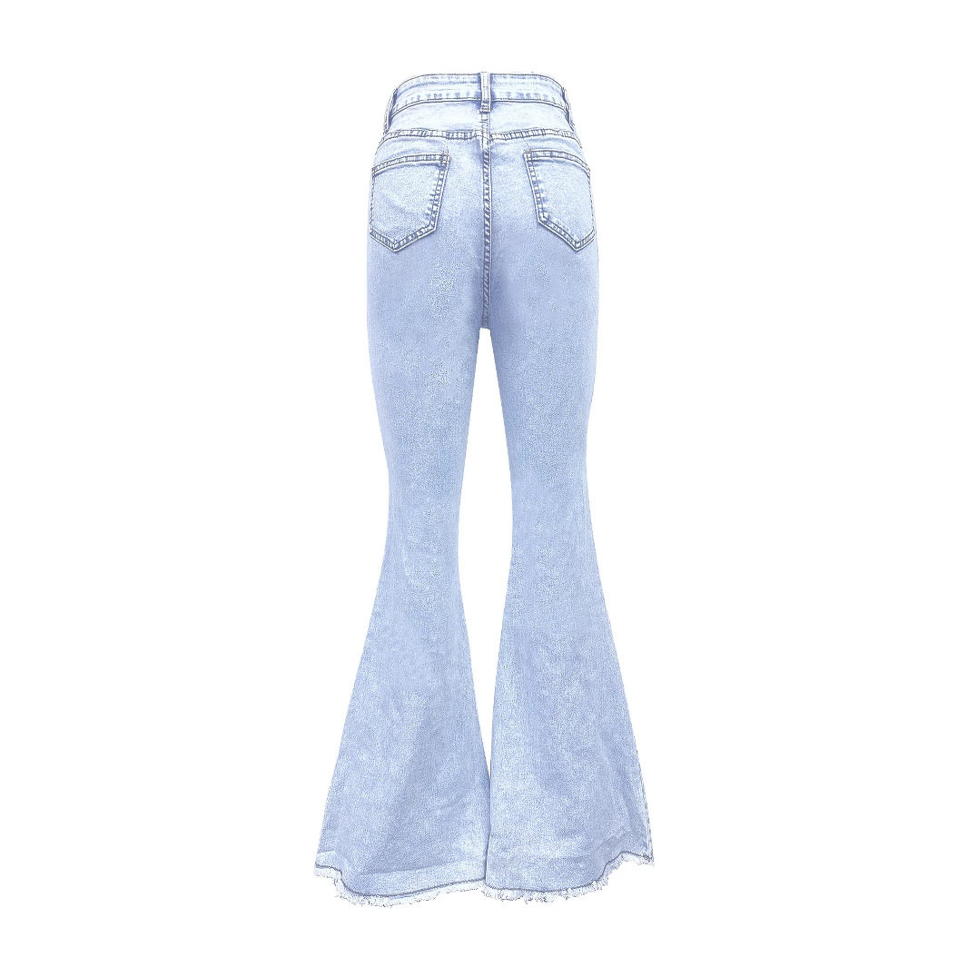 Womens Stretchy Flared Pearl Studded Denim Jeans Versatile Casual Style Perfect for Everyday Wear Wholesale Available