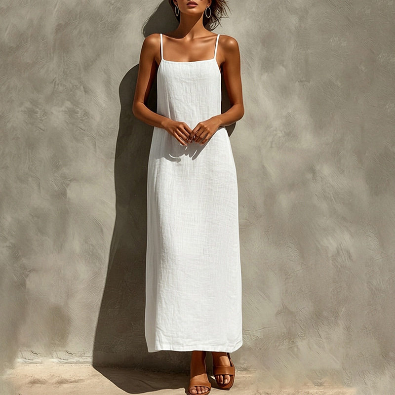 Summer Maxi Dress for Women Solid Color Casual Style Comfortable Fit Perfect for Vacation and Relaxation Wholesale