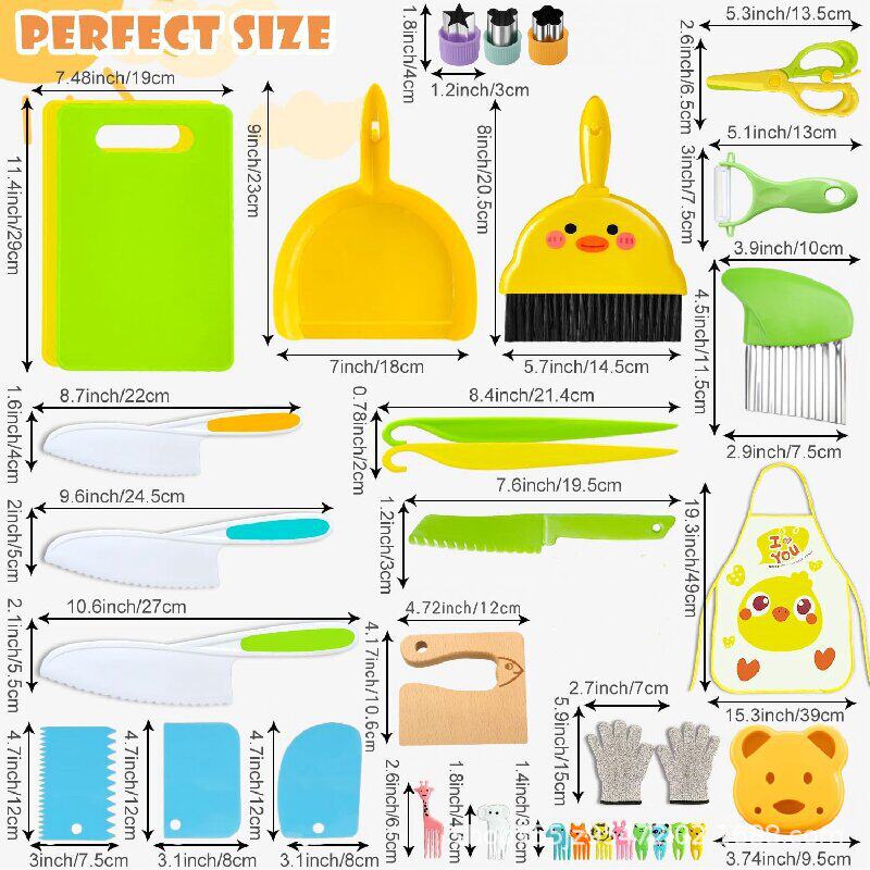 Children's plastic fruit knife suit anti-cut gloves potato cutting kindergarten early education children's kitchen knife suit