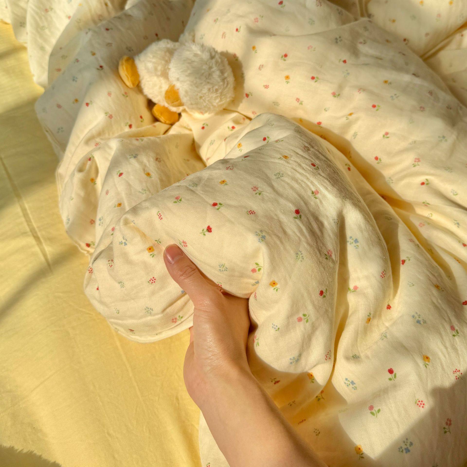 Class a Maternal and Infant-Grade Pure Cotton Double-Layer Gauze Four-Piece Set, Pure Cotton Gauze Dormitory Three-Piece Set, Skin-Friendly, Breathable, Cartoon Print