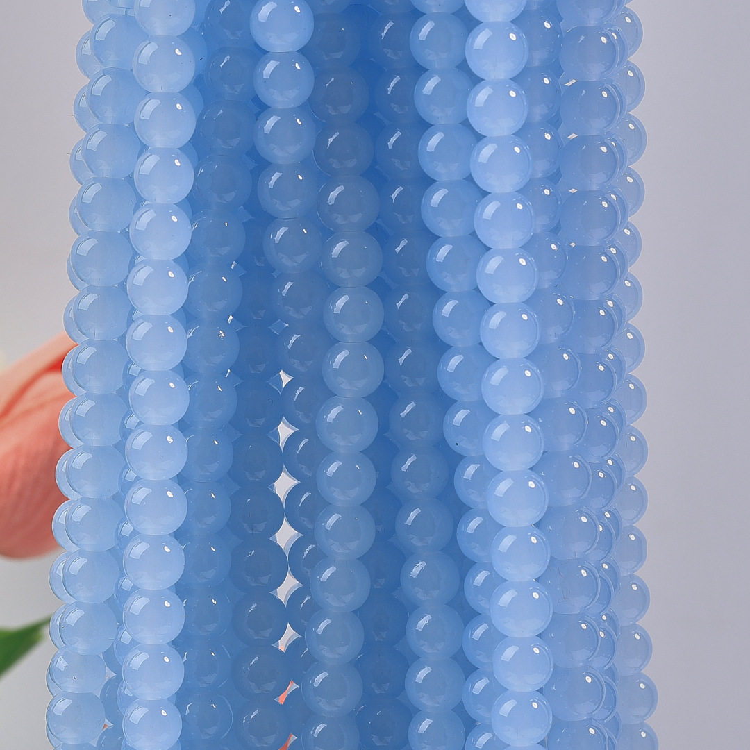玻璃仿玉圆珠纯色散珠手工diy玉髓手链项链散珠子琉璃珠饰品配件
