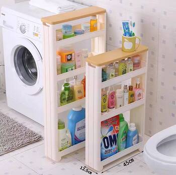 12/15/16cm Bathroom Gap Storage Rack Floor-Standing Removable Kitchen Refrigerator Side Ultra-Narrow Gap Storage Cabinet