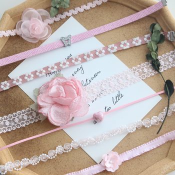 Original design sense chocker collar pink girl flower clavicle chain rose lace choker necklace