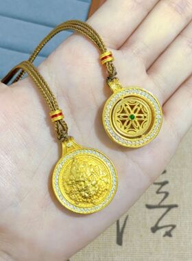 新中式古法沙金葫芦项链挂坠吊坠 项链毛衣链罗盘挂坠情侣款