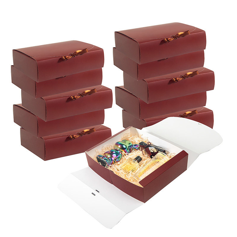 Cross-Border Ribbon Bow Biscuits Mooncakes Pastry Baking Packaging Flip Gift Box Wholesale Souvenir Gift Box