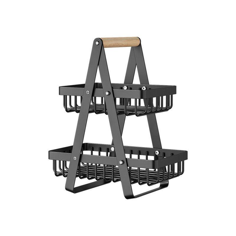 Nordic Style Portable Fruit Basket Double-Layer Storage Basket Desktop Storage Basket Snack Storage Rack Draining Basket Fruit and Vegetable Basket