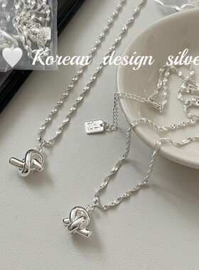 韩国东大门ins风银饰品 S925纯银 重工绳结项链新款简约个性百搭
