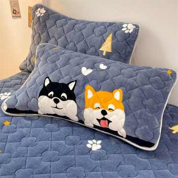 Milk velvet pillowcase one pair autumn and winter coral velvet pillow towel single pillowcase 48cmx74cm single pillowcase