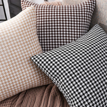 Internet Celebrity Houndstooth Linen Pillowcase Ins Style Light Luxury Bedside Pillow Back Cushion Car Waist Pillow Sofa Pillow
