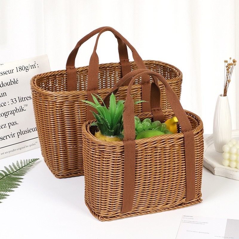 Rattan Cloth Bag Hand Basket Hand Basket Gift Basket Flower Basket Fruit Basket Vegetable Basket Shopping Basket Tram Hanging Basket