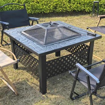 Courtyard Elevated Barbecue Grill, Movable Barbecue Table, Indoor Barbecue Rack, Tea-Making Set Around the Stove, Household Fire Pit