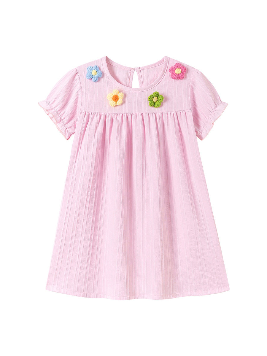Kids' Dress Wholesale, Summer Short-sleeve Girls' Dress, [Style] Cute Floral Kids' Dress