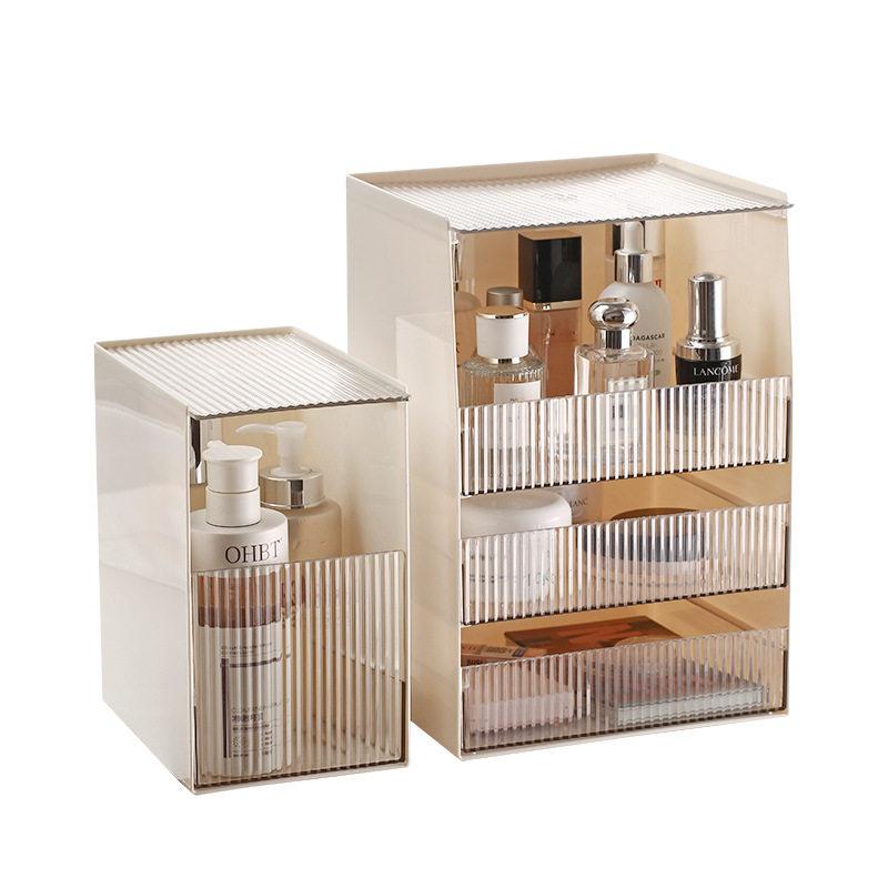 Cosmetic Storage Box Desktop Advanced Sense Transparent Large Capacity Dustproof Lipstick Storage Rack Skin Care Products Storage Rack