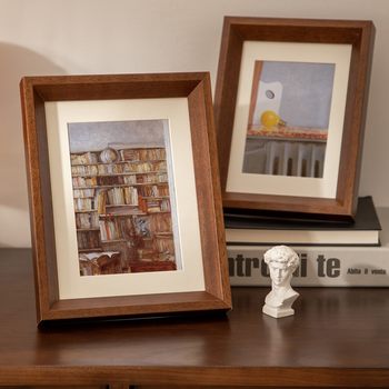 Wooden Photo Frame Mdf Density Board Wall Hanging Table Wholesale 7inch 8inch A4 Business License Frame Chinese Calligraphy Frame