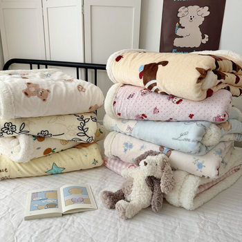 Cartoon Milk Plush Blanket Autumn and Winter Office Lunch Blanket Warm Blanket Shawl Kidsren's Kindergarten Nap Blanket