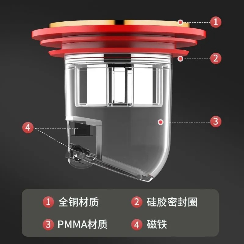 卫浴卫生间磁吸地漏防臭下水管除臭地漏芯下水道防臭器神器
