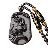 Black Glass High-End Zodiac Pendant Imitation Obsidian Men's Fashion Necklace Gift Jewelry Wholesale Necklace