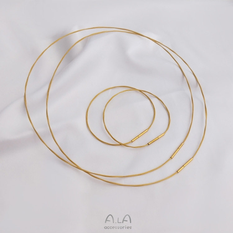 Japanese gold silk non-fading clavicle chain collar gold universal bracelet necklace neck ring pendant lanyard thin ring bracelet