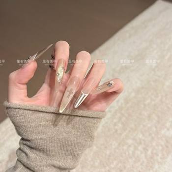 Handmade Wearable Nail Art Wholesale 363 Light Gold Sunglasses Pink French Cat Eye High-End Elegant Noble Lady Nails