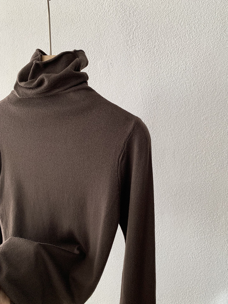 欧玛莱 柔软堆堆领纯色长袖安迪绒修身显瘦针织打底衫上衣女 4793