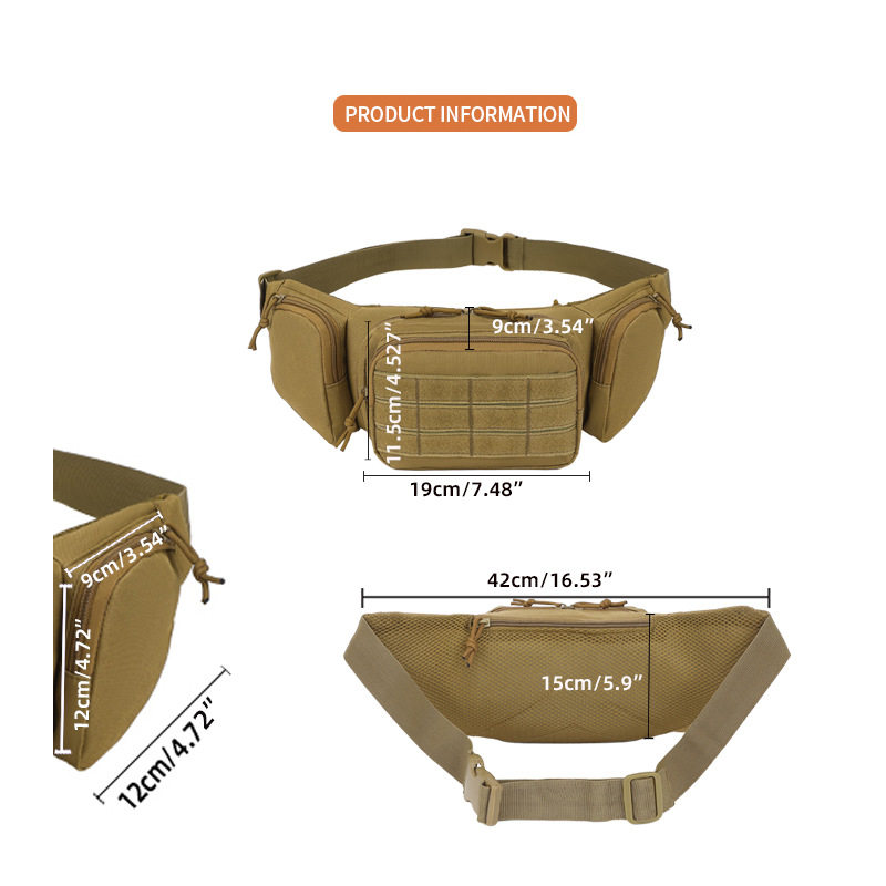 Cross-border Outdoor Multi-functional Tactical Waist Bag Men's Invisible Gun Case Wear-resistant and Durable Sports Chest Bag Storage Crossbody Bag