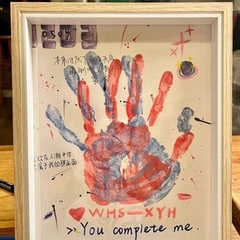 Couple Handprint Photo Frame Commemorative DIY Handmade Palm Print 520 Chinese Valentine's Day Gift for Best Friend and Boyfriend