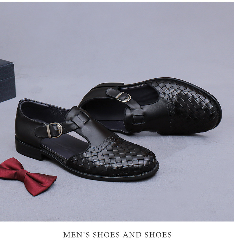 Sandal da nam bít mũi cổ điển khóa cài thoáng khí — Màu nâu, Màu đen